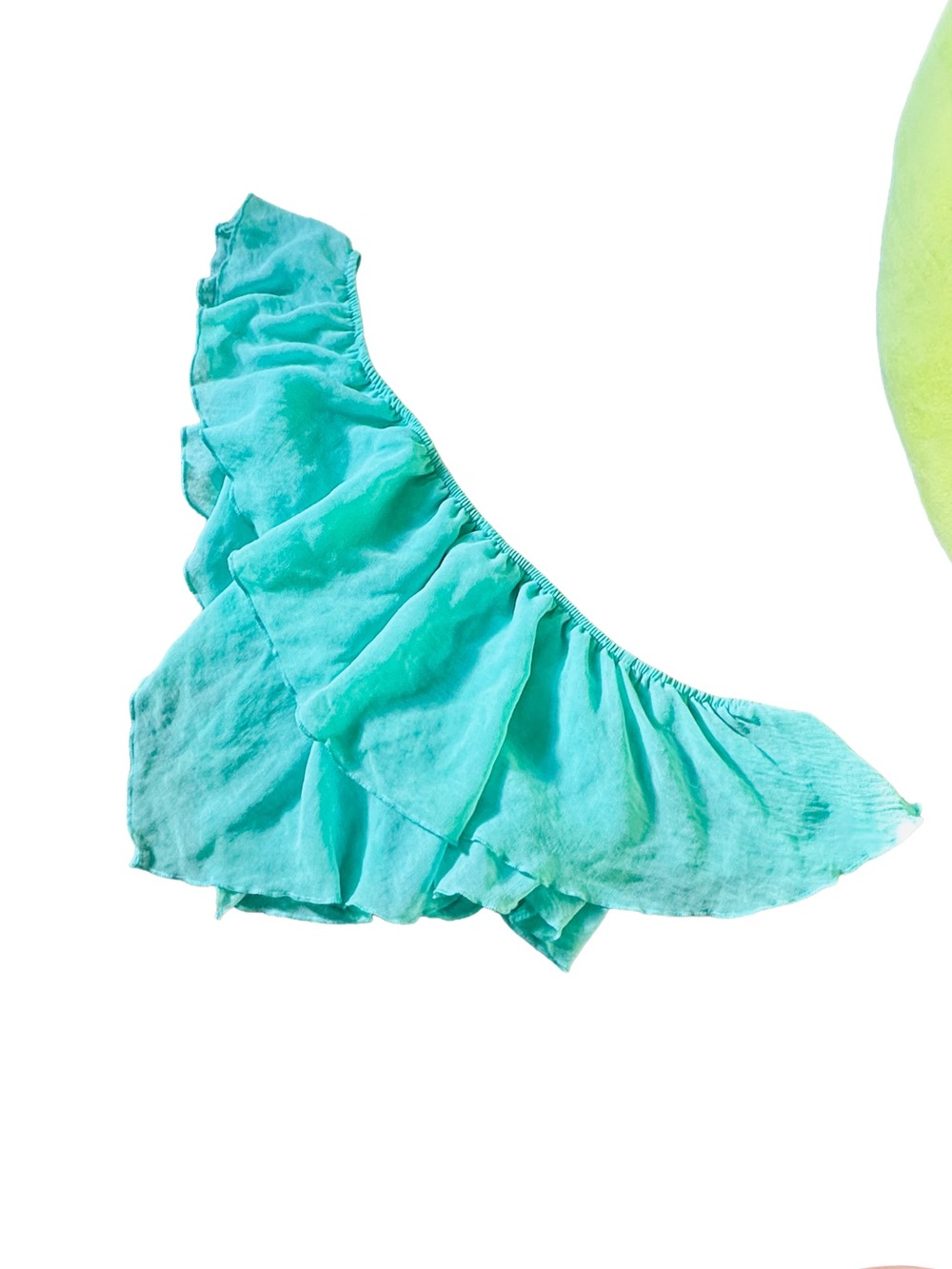 Tyche Teal Ruffled Off-Shoulder Crop Top